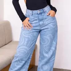 calça jeans wide leg estampada aesthetic moda gringa