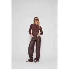 Calça Wide Leg Couro Courino Moda Feminina Festas Balada Dia a dia