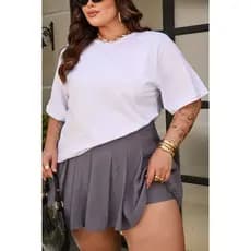 Saia Short Saia Plissada Plus Size Moda Gringa