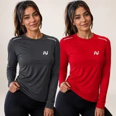 Kit 2 Camisas Feminina Dry Fit Academia Corrida Yoga Blusa Manga Longa