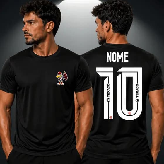 Camiseta Masculina Dry Fit Mengão Com Seu Nome Personalizado Camisa DryFit Futebol