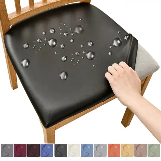 Tampa De Assento Da Cadeira À Prova D'água Com Botões Não-Slip Técnico Pano PU Tampas De Couro De Jantar Móveis Protector Home Living Room Decor