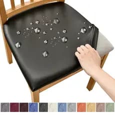 Tampa De Assento Da Cadeira À Prova D'água Com Botões Não-Slip Técnico Pano PU Tampas De Couro De Jantar Móveis Protector Home Living Room Decor