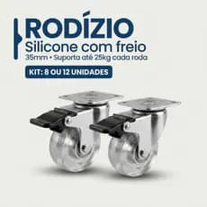 Kit Rodízios Silicone 35mm para Móveis e Carrinho Organizador com Rodinhas - Não Risca o Piso