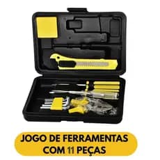 Kit Ferramentas 11 Peças com Maleta Jogo Completo Consertos Domésticos e Automotivo