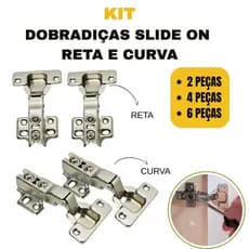 Kit Dobradiça Slide Reta Curva 35mm  Móveis Planejados Porta Armário