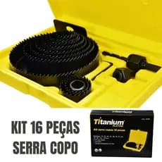 Kit Serra Copo 16 Peças Titanium Alta Precisão com Maleta Organizadora