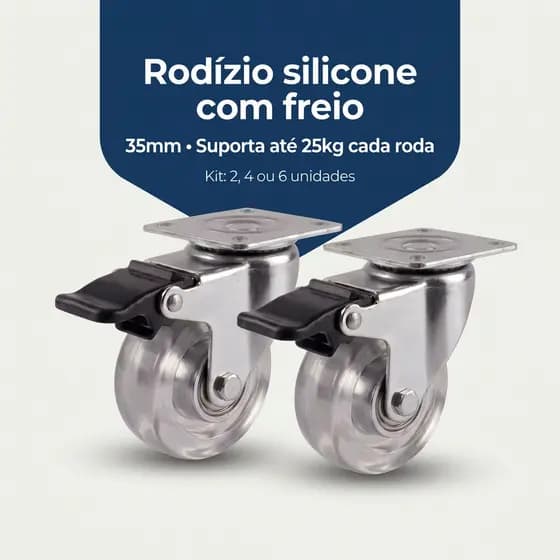 Rodinha Para Móveis Silicone Giratório Anti Risco Alta Resistencia Kit Rodizio