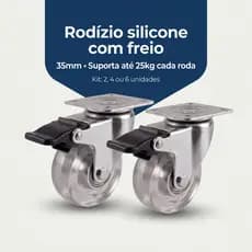 Rodinha Para Móveis Silicone Giratório Anti Risco Alta Resistencia Kit Rodizio