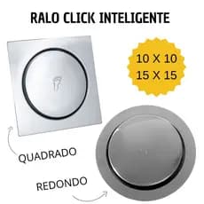 Ralo Banheiro Click Inox 10X10 15X15 Vedação Contra Insetos Anti Odor