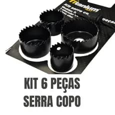 Kit Serra Copo 6 Peças para Furadeiras Jogo Completo Vários Tamanhos Uso Profissional