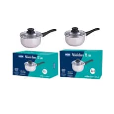 Jogo/ kit com 2 panelas em Inox  - 1 panela 17 e 19 cm MOR com fundo quintuplo e fogao Induçao