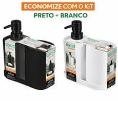 Kit Banheiro 3 peças Ordene dispenser sabonete + porta escova + porta sabonete – Preto ou Branco