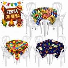 Kit 4 a 12 Toalhas Festa Junina Festa Caipira Arraia TNT Estampado 70x70 Cm Santo Antonio São João