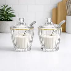Açucareiro de Cristal Fio de Ouro Porta Açúcar Para Mesa Posta Cozinha Luxo 210ML
