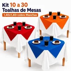 Kit 10 a 30 Toalhas de Mesa Toalhas 1,40x1,40m + 15 Cobre Manchas 70x70cm TNT Aniversario Festa