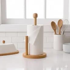 Suporte Porta Papel Toalha Bambu Organizador Cozinha Porta Rolo Papel Toalha