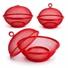 Fruteira Telada 26cm com Tampa Protetora Aço Ventilada Anti Moscas Insetos Frutas