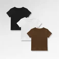 Kit 3 Camisetas Blusinhas Baby Tee Basica Fit Confortavel Verão