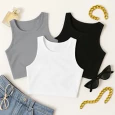 Kit 3 Top Cropped Feminino Suplex | Academia, Fitness, Básico e Confortável
