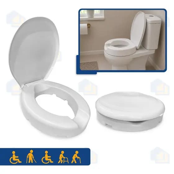 Assento Sanitário Elevado 7,5cm Tampa Vaso P/ Idosos Deficiência Pós Cirurgia P/ Cadeira de Banho