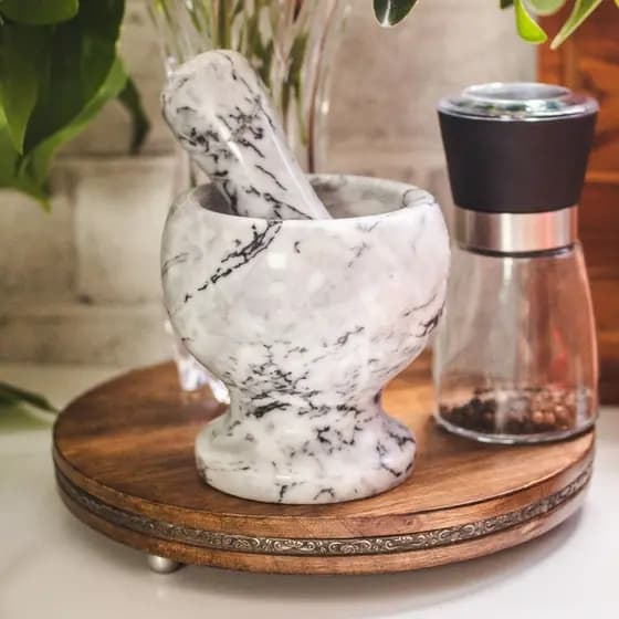 Pilão em Mármore com Socador Bon Gourmet