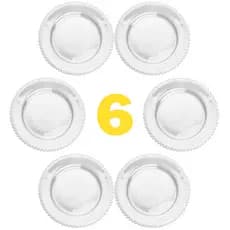 Jogo 6 Pratos Rasos de Jantar Almoço Cristal Pearl Bolinhas 28cm Wolff 2671