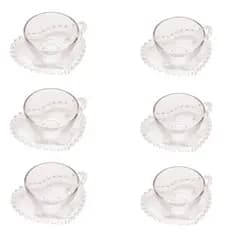 Kit Jogo 6 Xícaras Grandes Caneca Café Chá Píres Coração 170Ml Lyor