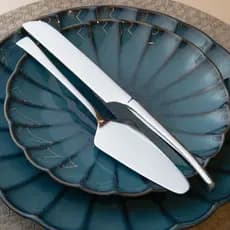 Jogo 2 Peças Bolo Wolff Berna Aço Inox Espátula e Faca Doces Sobremesa Tortas Servir Mesa Posta Requintada Luxo Prata