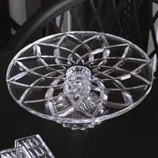 Prato de Vidro Grande 30cm com Pé Suporte Exposição Porta Doce Pão Bolo sem Tampa Lyor Requintado Luxo Deli Diamond