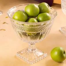 Centro de Mesa Wolff em Cristal Brandon 26cmx25,5cm Decorativo Mesa Posta Requintado Luxo Decoração com Pé Fruteira Vaso