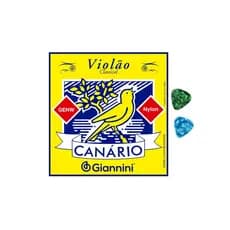 Encordoamento para Violão Náilon 6 cordas Giannini Canário GENW Média sem bolinha + 2 palhetas