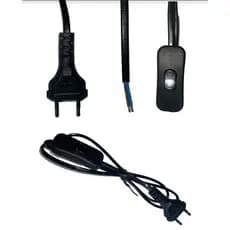 Kit 2 Rabicho/cordão De Abajur 1,20 Cm Com Interruptor Preto