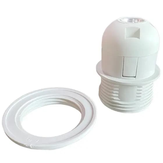 Kit 20 Soquete E27 Meia Rosca  Branco de TermoPlástico com 1 anel