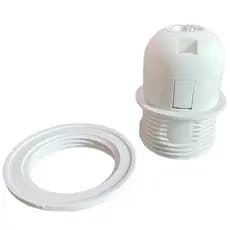 Kit 20 Soquete E27 Meia Rosca  Branco de TermoPlástico com 1 anel