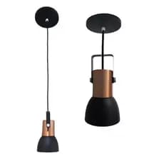 Pendente Cone Luminária Decorativa de teto Preto com cobre