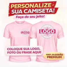CAMISA UNISSEX COM 100% ALGODÃO ESTAMPADA SUA FRASE ART LOGO UNIFORME FOTO PERSONALIZADA CONFORTAVEL