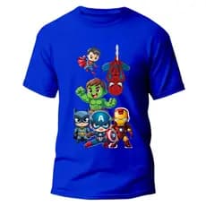 Camiseta Infantil e Adulto Vingadores Desenho Super Herois Camisa 100% Algodão Leve e Confortável Festa Aniversario
