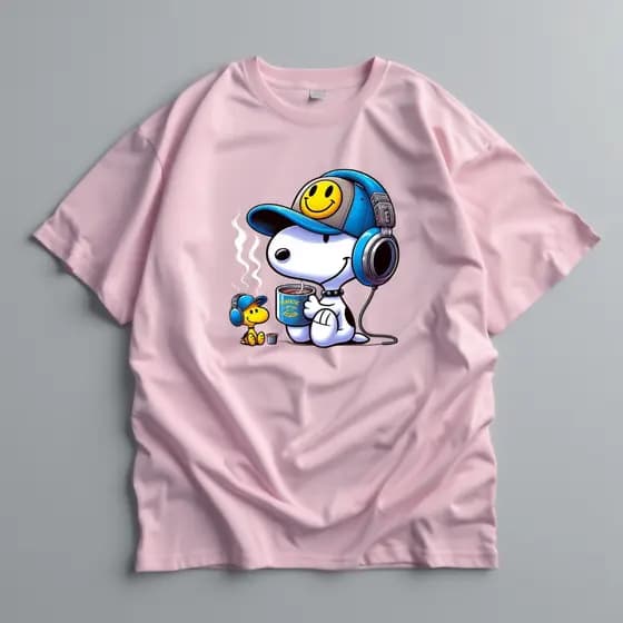 Camiseta Snoopy bone  Algodao Confortavel Ideal Para Presente De Amigo