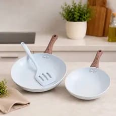 Conjunto 3 pcs Frigideiras Indução Cerâmica + Espatula Silicone