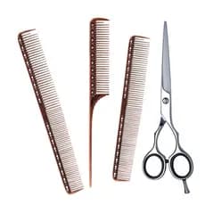 Tesoura Profissional 7' Fio Navalha+3 Pente Metal Pro Vertix