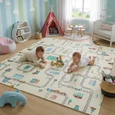 Tapete Infantil Tatame Térmico Bebe Dobrável Dupla Face Emborrachado 200 x 180cm Grande Criança
