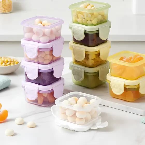 Kit Potes Mini Congelar Papinha Tampa Hermética Bebê Freezer Microondas Potinho Ventosa Silicone