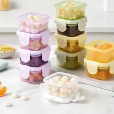 Kit Potes Mini Congelar Papinha Tampa Hermética Bebê Freezer Microondas Potinho Ventosa Silicone