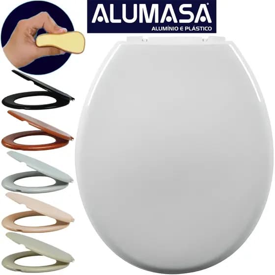 Assento Sanitário Almofadado Florenza Tampa de Vaso Premium Universal Oval Confortável Macio Alumasa