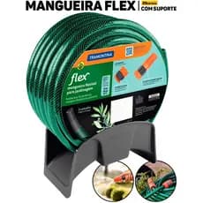 Mangueira Jardim Flex Tramontina 20M PVC 3 Camadas C/ Esguicho Engate Rosqueado Suporte Mural