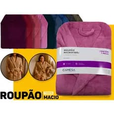 Roupão Microfibra Camesa Frio Inverno Quentinho Banho Adulto Feminino Masculino C/ Bolso e Cinto