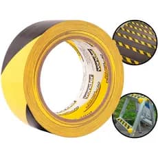 Fita Adesiva Rolo Para Demarcação Sinalização Multiuso Zebrada Amarelo Preto 48mm x 30m