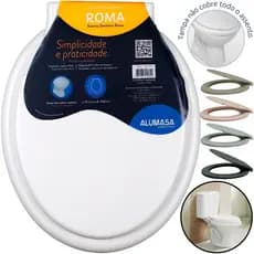 Assento Sanitário Roma Várias Cores Confortável Oval Tampa De Vaso Universal Alumasa