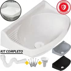 Pia de Banheiro Cuba Lavabo Lavatório com Ralo e Kit de Instalação Plástico Metasul Ñ é Astra Atlas Deca Docol Herc Tigr